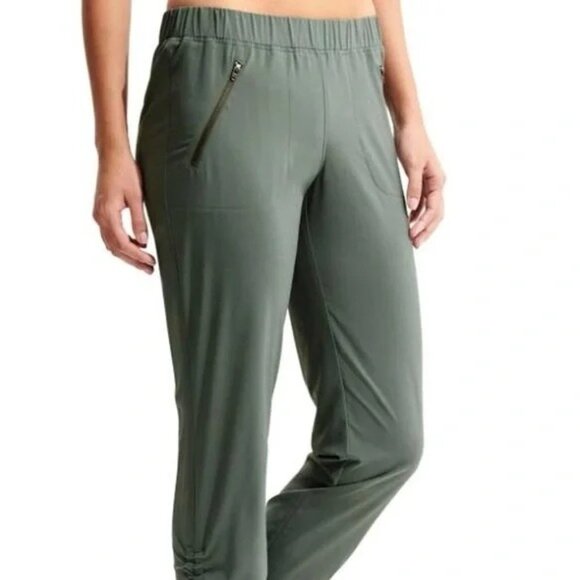 Athleta Aspire Green Athletic Workout Ankle Pants Size 4 Ruched - Picture 2 of 12